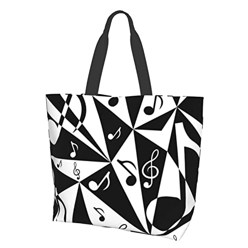 Sac fourre-tout élégant et imperméable pour femme, motif notes de musique, sac à bandoulière pliable pour le travail, le shopping, taille L Cover