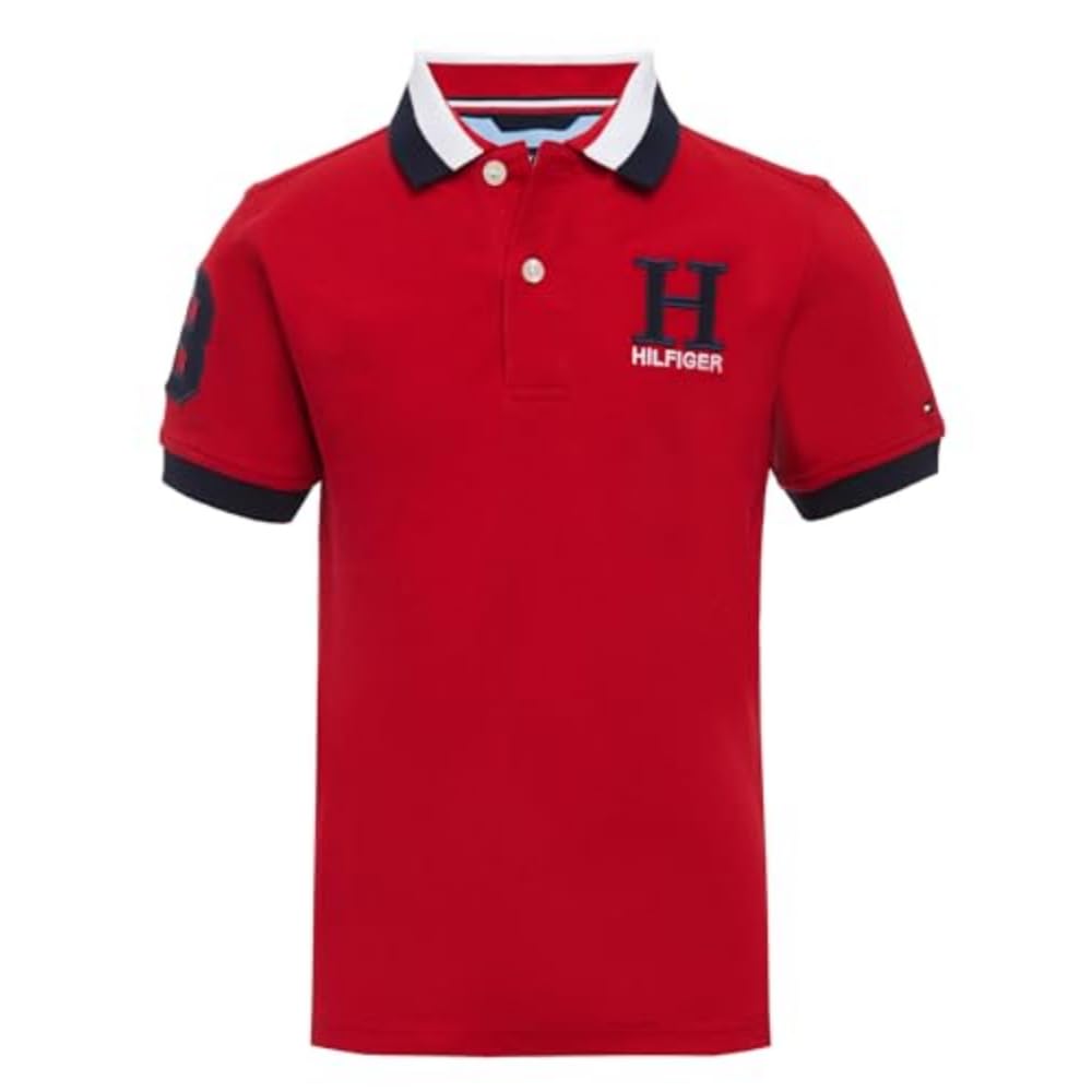 Tommy Hilfiger Boys' Short Sleeve Matt Ivy Polo Collared Shirt, 100% Cotton, Embroidered Logo