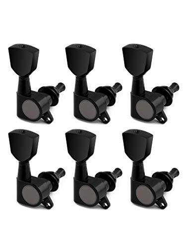 Holmer Sealed String Tuning Pegs Tuning Machines Grover Machine Heads Tuners Tuning Keys Vintage Keystone Style 6 In Line for Right Handed Electric Guitar or Acoustic Guitar Black.,TP 03-BK-6R