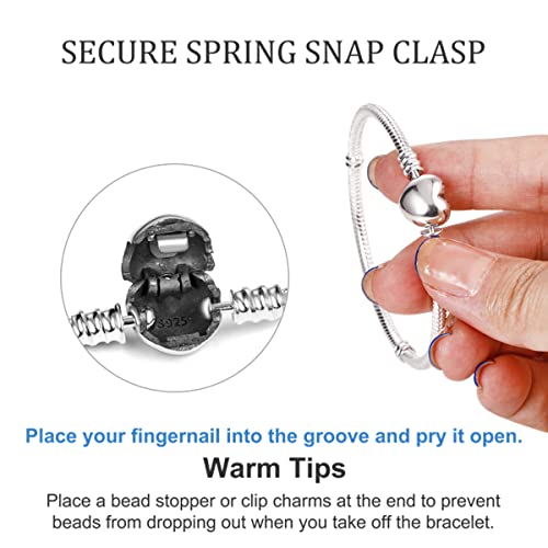 Parmuz Charm Bracelet 925 Sterling Silver Heart Clasp Snake Chain Bracelet Jewelry Fit Charm Birthday Gift For Women Girls #TOP5