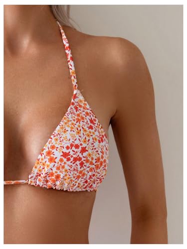 SHENHE Women's Summer Beach Random Vacation Beach Ditsy Printed Halter Bikini Set4