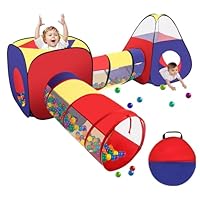 4 in 1 Play Tunnel Kids Foldable Pop Up Play Tent with Tunnel Play Tent Ball Pit with Zipper Storage Bag for Birthday Gift for Boys Girls Babies Toddlers