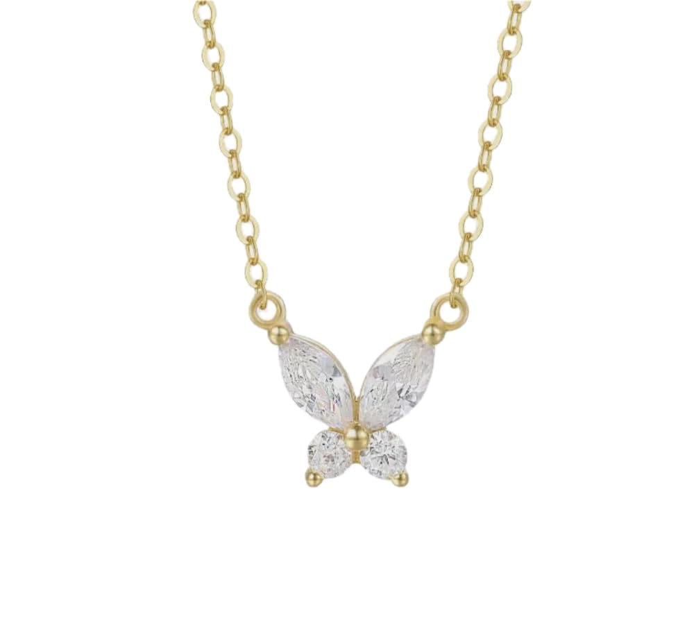 Crystal Butterfly Pendant Necklace for Women & Girls, Gold-Tone Stainless Steel Adjustable Chain Necklace, Waterproof Anti-Tarnish Hypoallergenic Dainty Jewelry, Gift for Her-picture-43
