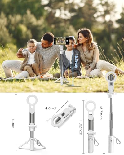 CloudValley Magnetic Selfie Stick & Mini Tripod, 360° Rotation Extendable Handheld Stabilizer/Camera Grip with Remote, 5 in 1 Portable Phone Stand for iPhone/Android, Travel Vlog, Live Stream, White - image 3