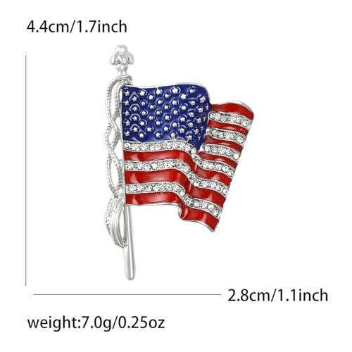 Image of coadipress American Flag Brooches for Women Men Rhinestone Crystal 4th of July American Patriotic Flag Brooches Pins Sparkle Veterans Independence Day Accessory Gifts