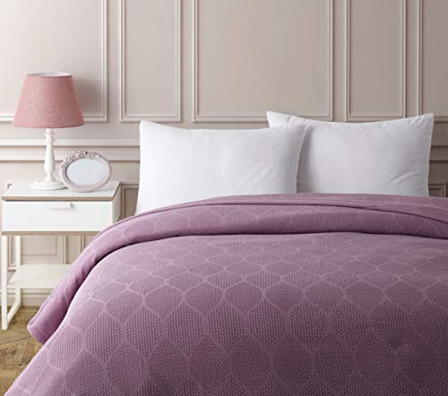 Maura Thin Summer Blankets Cotton Decorative Thermal Blanket, Sateen Jacquard Design - Breathable, Cozy Blanket Perfect For Layering Any Bed. King Large Size 108”X 90” #TOP1