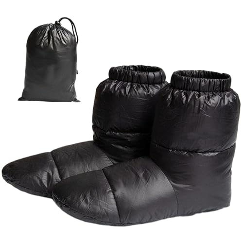 Pesoncarl Down Booties Socks, 1 Pair Ultralight Winter Down Booties Socks with Storage Bag, Windproof Sleeping Sock, Cozy Foot Warmer for Camping (M), Sports