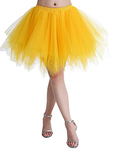 Karneval Erwachsene Damen 80s übergröße Tüllrock Tütü Röcke Tüll Petticoat Tutu Gelb