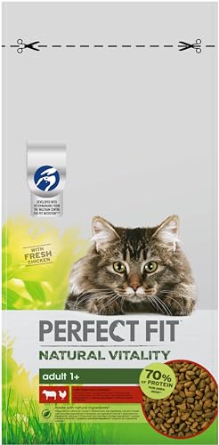 Perfect Fit Natural Vitality Adult 1+ – Trockenfutter für erwachsene Katzen ab 1 Jahr – Rind & Huhn – Unterstützt die Vitalität – 6 kg