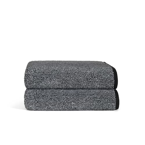 Brooklinen Super-Plush Turkish Cotton Bath Towels - Set of 2, Marled Black, 100% Cotton | Best Luxury Spa Towels
