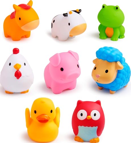 Image of Munchkin Baby Bath Toy Squirts for Babies and Toddlers 9 Months and Up, Farm Animal Squirters, 8 Pack