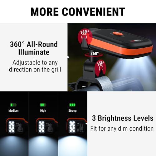 Image of TempPro Outdoor Grill Light for BBQ with 10 LEDs, 3 Brightness & Energy-Saving Button, 360 Adjustable Grill Lights for Outdoor Grill, Grill Gifts for Him, Batteries Included (Previously ThermoPro)