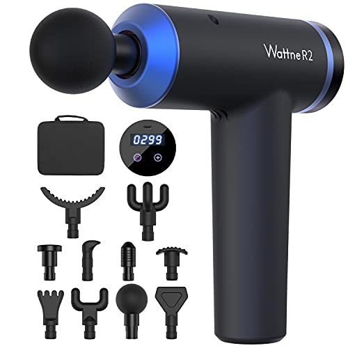 Massage Gun Percussion Muscle Massager, Quiet Handheld Electric Home Office Gym Massagers Tool For Athletes Workout, Neck Back Shoulder Body Pain Relief Daily Therapy, 6 Speeds With 10Heads,Wattne R2 #TOP3