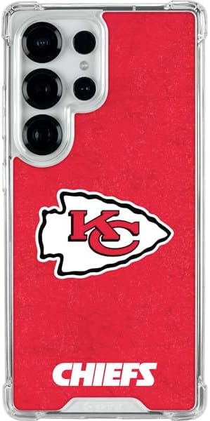 Skinit Clear Phone Case Compatible with Galaxy S25 Ultra - Officially Licensed NFL Kansas City Chiefs Distressed Design