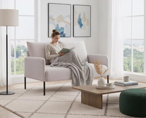 chairus Sofa 2 Sitzer Leinen Doppelsofa für Wohnzimmer Couch Sofa Kleines Apartment Modern Mini Couch für Schlafzimmer (Beige)