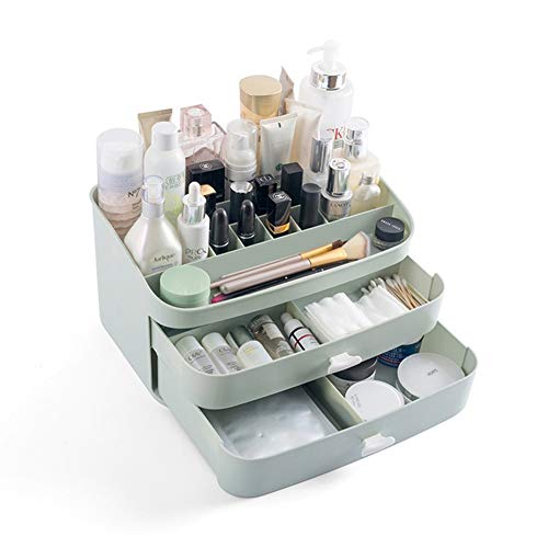 Makeup Organiser, Jewelry and Cosmetic Display Boxes, Large Capacity Cosmetics Storage Box, for Vanity, Skin Care Products Desktop Finishing Box Keeps Everything Tidy (Color : Green)