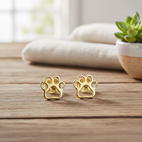 Image of 925 Sterling Silver Paw Print Stud Earrings (Choose Your Style) (Nickel Free)