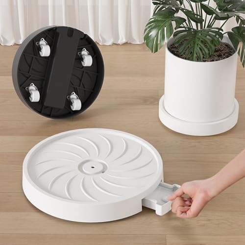 Support de pot de fleurs rond 30 cm extérieur plateau mobile - 3