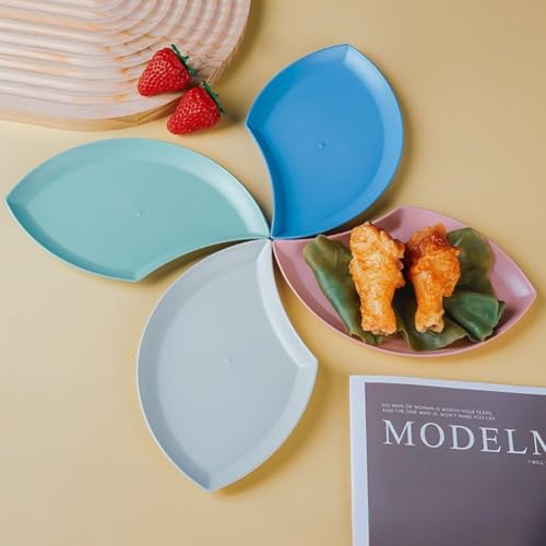 Image of YANCI Lightweight Wheat Straw Appetizer Plates, Reusable Unbeakeable Dinner Plates Set, 18 x 11 cm, Dishwasher & Microwave Safe (Green, Pack of 8)