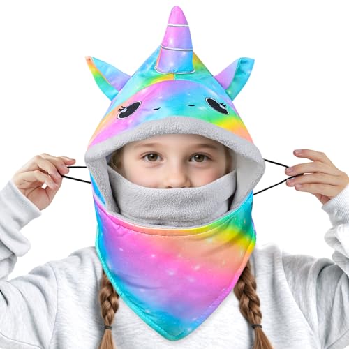 Kids Balaclava Winter Windproof Hat, Adjustable Ski Mask for Kids with Fleece Lining Cold Weather Snow Hat for Age 3-8