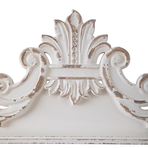 Sofe 39 Inch Floral Carved Wall Sculptures French Country Wall Decor, Gorgeous Shabby Chic White Wood Wall Art thumb #3