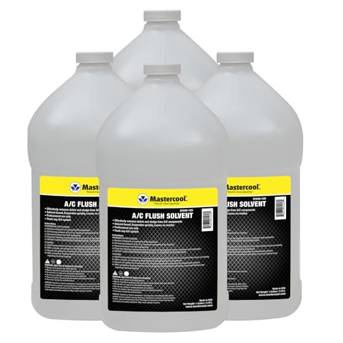 Mastercool 91049-128-4 A/C Flush Solvent, 4-Pack 1 Gallon — Professional Automotive & HVAC/R System Flush — Solvent-Based, Fast-Evaporating, Leaves No Residue, Non-Flammable, Made in USA