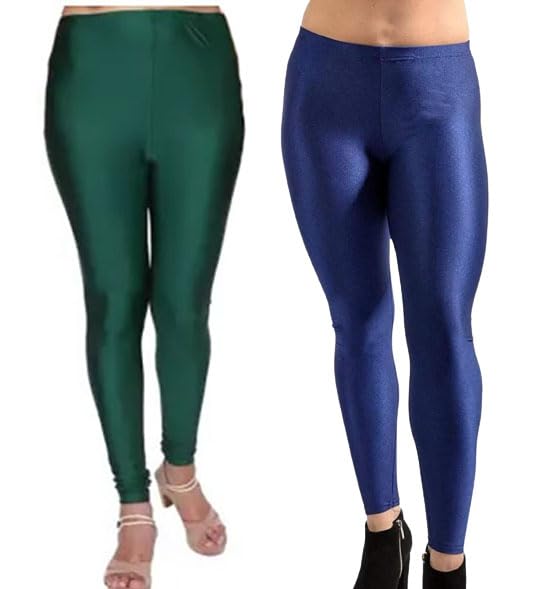 New Trend Shiny Churidar Leggings Combo for Women and Girls (Pack of 2) (XL, Bottal Green & Nevy Blue)-image-31