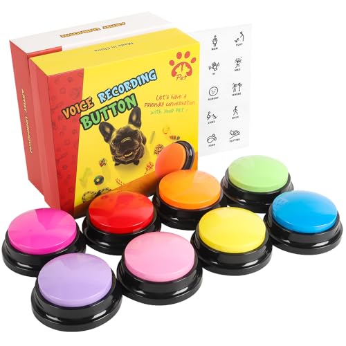 Act boldly Voice Recording Button 8 Colors Dog Buttons for Communication Pet Training Buzzer 30 Second Record & Playback Funny Gift for Classroom Home Red Blue Orange Rose Purpe Green Yellow Pink
