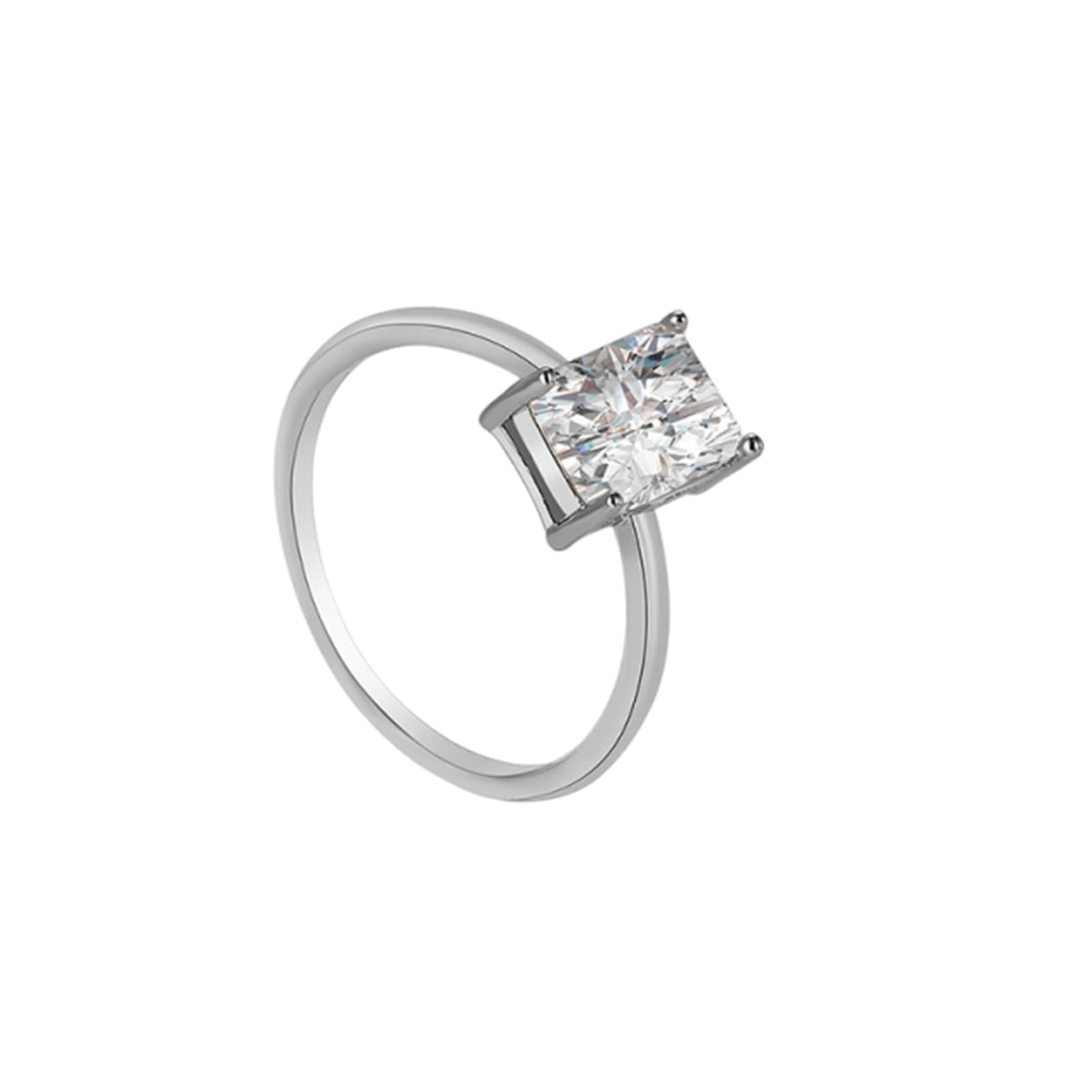 Anillos Mujer Anillo 750 Oro Blanco 9K Oro Blanco Au375/Au585/Au750 Moissanite Blanco Rectangular Moissanite Tamaño 45 (14.3) Clásico para Lesbianas Aniversario Personalizado