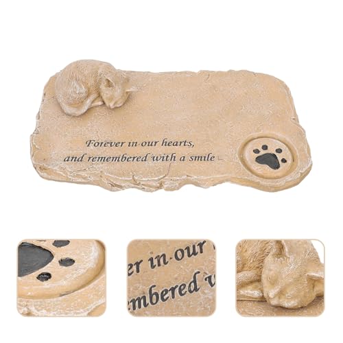 Lápida pequeña para gatos de resina HOMSFOU, placa decorativa color arena impermeable 8