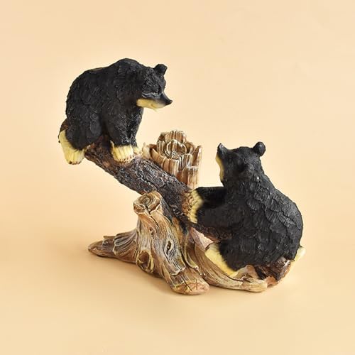 Estatua Dos Osos Negros en Balancín Resina Decorativa miniatura 4