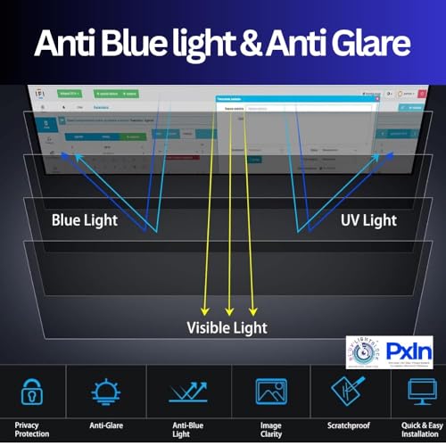 Image of Pxin 49 inches (32:9) Monitor Privacy Filter Guard | No Eye Strain | Anti Glare & Blue Light UV, Anti Scratch, No Dry Eyes |