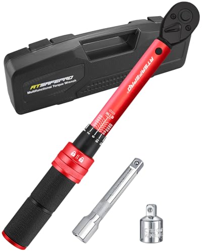 Image of ATsafepro 3 /8 torque wrench 20-240 in.lb, Inch Pound Torque Wrench Set with Extension & 3 /8 inch to 1 /4 inch Adapter - ±3% Accuracy, Dual-Direction 72-Tooth for Bike, Motorcycle, Car & Engine Maintenance