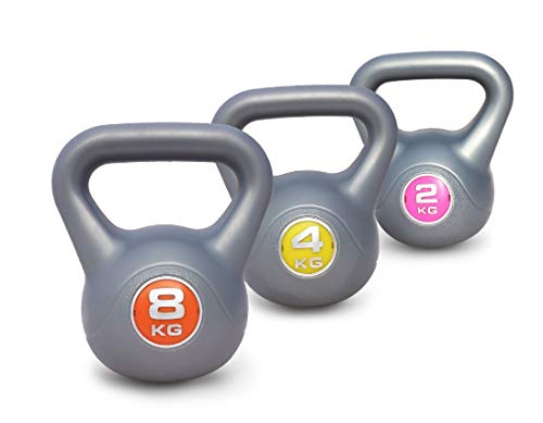 UK Fitness home gym kettlebell set weights 2kg 4kg 6kg 8kg 10kg 12kg 14kg kettle bells exercise equipment for home use (2kg +4kg +8kg)
