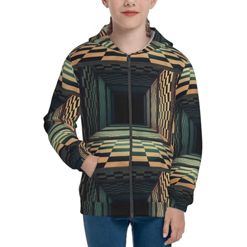 3d Abstract Chess Board Kids Pullover Hoodies Boys Zip Up Sweatshirts Girls Athletic Clothes with Pocket3