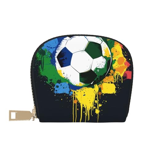 Colorful Football Printed Credit Card Wallet for Women Men Cute Zipper Card Cases Holder Mini Coin Purse with 12 Card Slots2