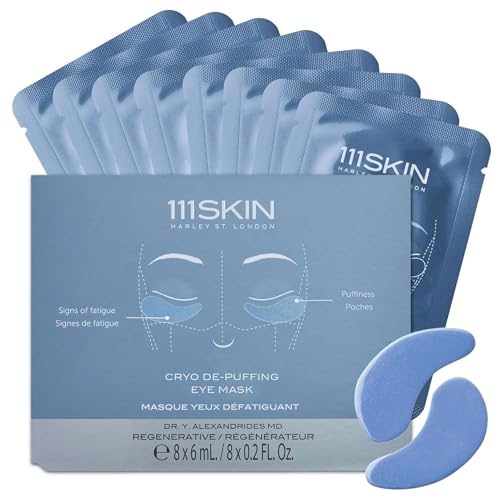 111SKIN Cryo De-Puffing Eye Mask, Hydrating Under Eye Patches for Puffy Eyes & Dark Circles with Seaweed Extract, Vit E & Peptide Complex, Nourishing Formula for Fine Lines & Puffiness, 8 Pairs, Blue - Best Seaweed Extracts