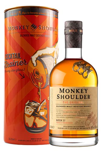 Monkey Shoulder 70cl 40% Blended Malt Scotch Whisky Geschenkdose mit Strainer Cover