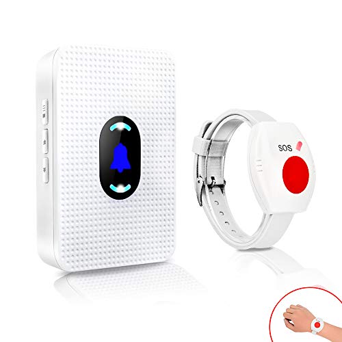Daytech 介護呼び鈴 ワイヤレスチャイム 呼び出しベル介護用 介護用緊急連絡ベル 高齢者 患者 妊婦 障碍者向 1受信機と1腕時計式発信機