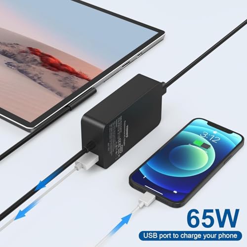 Image of 65W Laptop Charger Compatible with Su /face Pro 11 /10 / 9 /8 / 7+ / 7 /6 / 5 /4 / 3 / X, Power Adapter for Su /face Laptop 7 /6 /5 /4 /3 /2 /1, Book 3 /2 /1, Go Tablet, Support (Mi 65W)