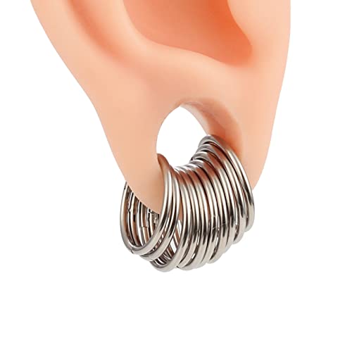 Earblity 10 PCS 16g*0g Silver Ear Gauges Ear Rings Stacks Ear Plugs Tunnels Hypoallergenic 316L Stainless Steel Nose Nipple Lip Body Piercing Jewelry