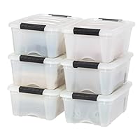 IRIS USA 13 QT Plastic Storage Box with Lid and Latches - 6 Pack - BPA-Free, Discreet Organizing Solution, Durable Nestable Stackable Containers, Secure Pull Handle - Pearl