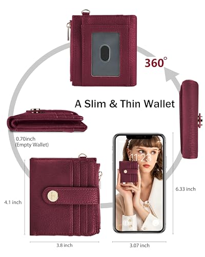 Image of Keychain Wallet Wristlet for Women,RFID Small Wallet | Wallet Wristlet with Zipper Coin Pocket,Vegan Leather Card Wallets for Women, 2 ID Window,Gift