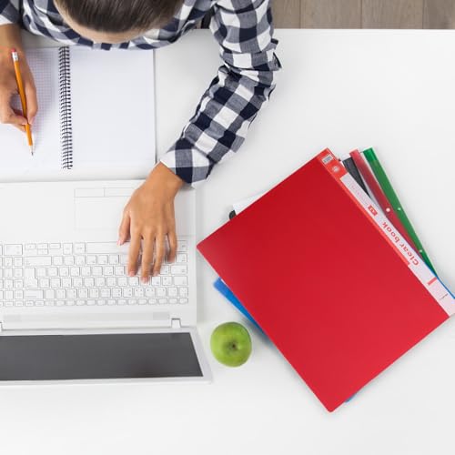 Classeur rouge PP résistant avec porte-documents transparents
