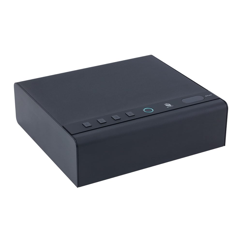 Gun Safe Biometric Pistol Safe Fingerprint Quick Access with Internal Light, Three Unlock Methods, Ideal for Valuables and Firearms, Gun Lock Box for Home, Bedside, Nightstand, and Car Use