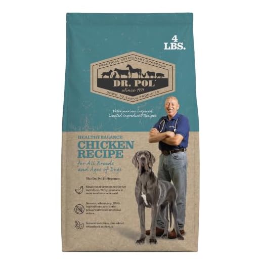 Dr. Pol Limited Ingredient Chicken Dog Food - Natural Healthy Balance Kibble, Single Meat Source, Vet Formulated for Allergies and Sensitive Stomachs, Made in USA, Chicken 4lb Bag
