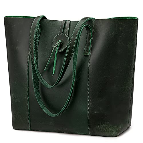 S-ZONE Vintage Genuine Leather Tote Bag for Women Large Shoulder Purse Handbag