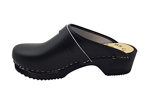 MB Clogs Original Schwedenclogs Gr. 34 – 47, Schwarz I Clogs aus Holz Klotschen Holz Pantoletten Herren Damen Holzschuhe Klogs Schweden Schuhe I Clogs Holzsohle Gartenschuhe Holzabsatz