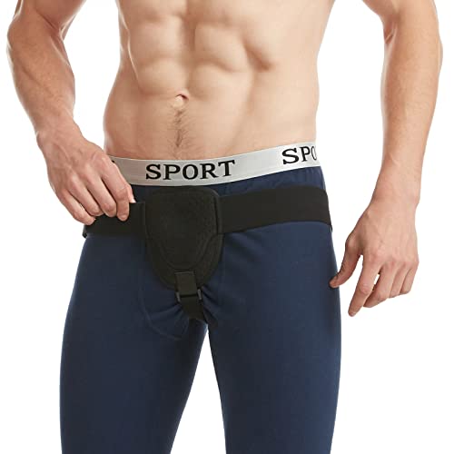 Leistenbruch-Gürtel für Männer, linker oder rechter Leistenbruch-Stützbinder für Männer nach der Operation, verstellbarer Gürtel (M) Cover