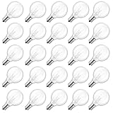 Brightown G40 Replacement Light Bulbs, 25 Pack 5W Clear Globe Bulb fits E12 C7 Candelabra Screw Base Sockets, 1.5 Inch Dimmable Light Bulbs for Indoor Outdoor Patio Decor, Warm White
